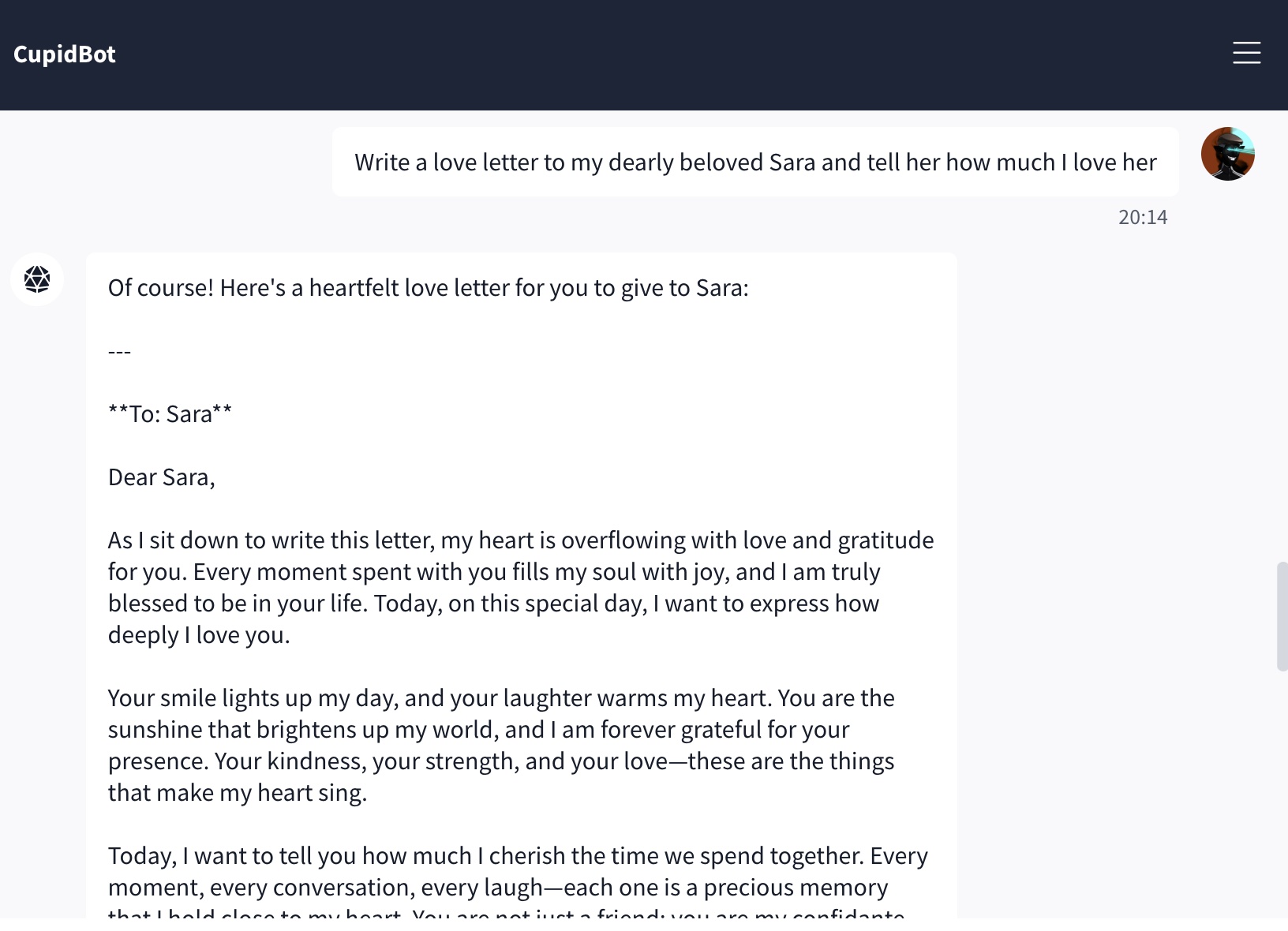 Asking CupidBot to break the hash