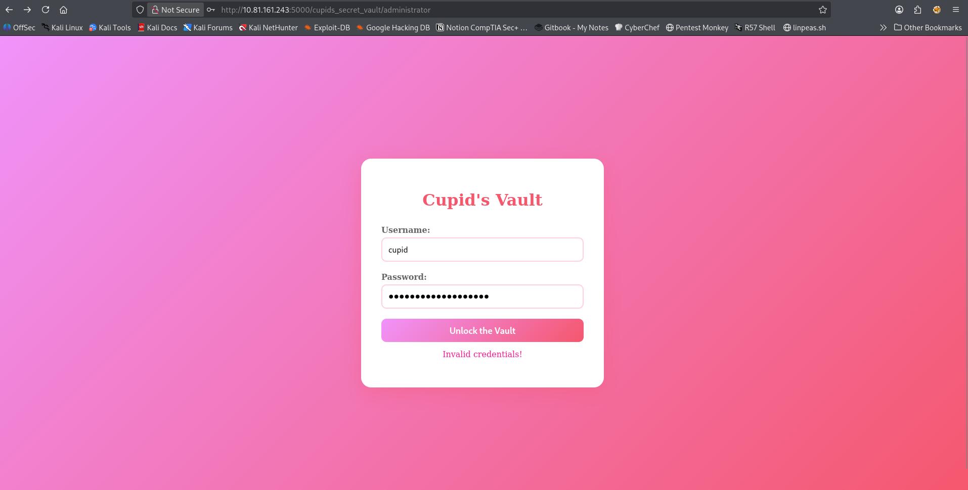 Login page