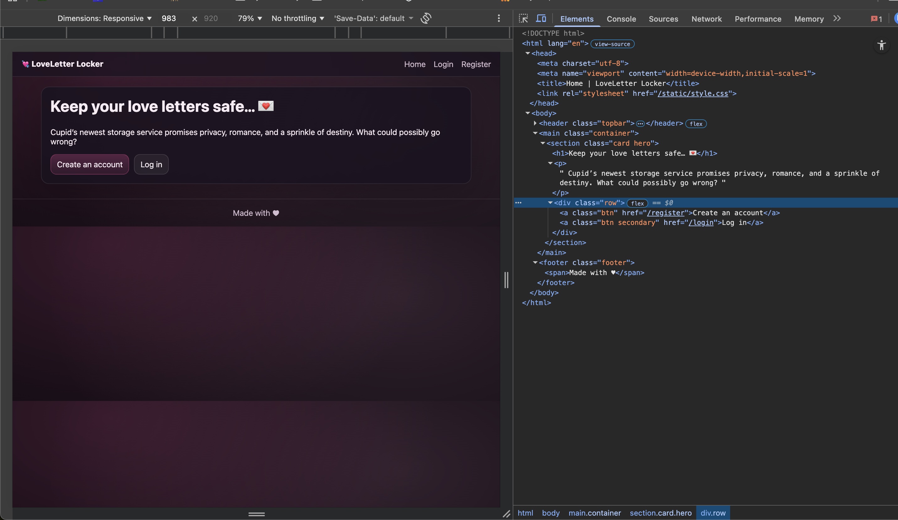Web App Landing Page